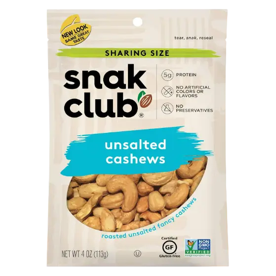 Snak Club: Unsalted Cashews 6 bags image 0